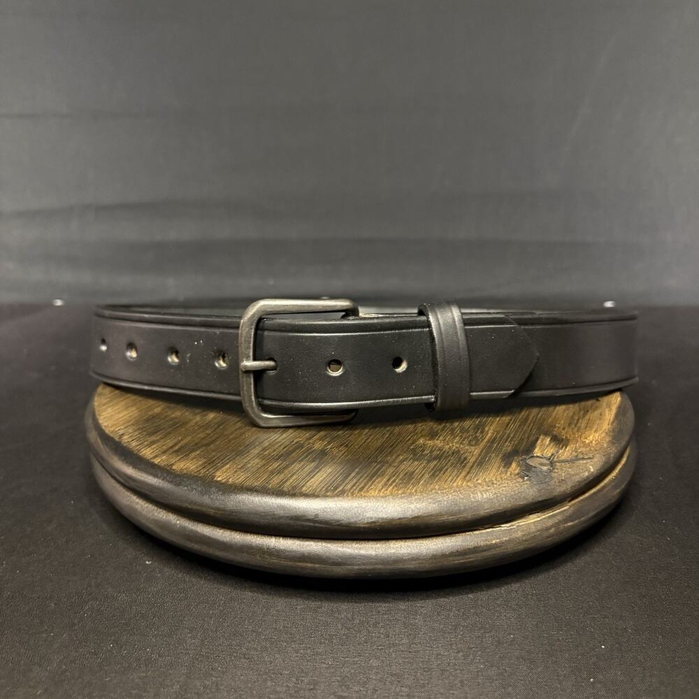 Boston Leather Off-Duty Belt Size 30" Plain Black 1.5” w/ Chrome Buckle USA Made